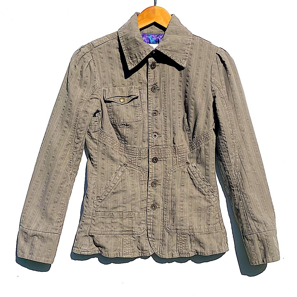 DIESEL Women’s Military Button Front Striped Jacked size Medium